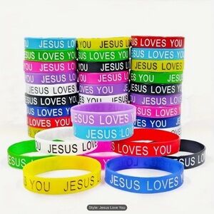 Colorful Jesus Loves You Wristbands for Kids